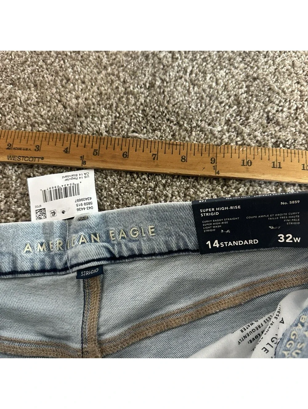 NEW American Eagle Jean Women 14 32W Regular Super High Rise Baggy Straight NWT